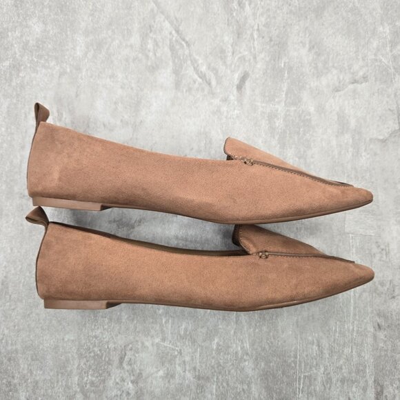 Lulus Pointed Toe Flat Loafers 10 Brown Minimalist Preppy Old Money Slip On Shoe - Picture 6 of 11